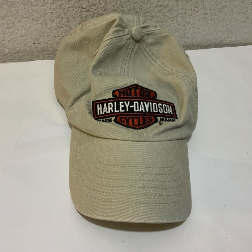 Harley Davidson Cap Hat Strap Back Beige